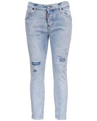 DSquared² - Cropped Distressed-Effect Skinny Jeans - Lyst