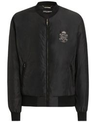 Dolce & Gabbana - Nylon Crest Bomber Jacket - Lyst