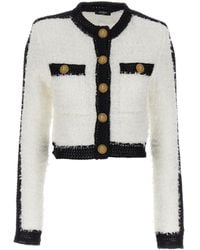 Balmain - Buttoned Cropped Tweed Jacket - Lyst