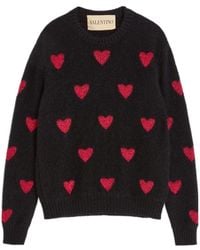 Valentino - Mohair Wool And Lurex Jumper With Heart Jacquard Pattern - Lyst