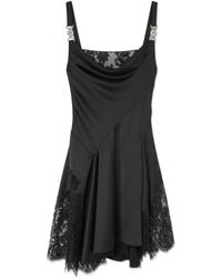 Versace - Lace-Trim Satin Mini Dress - Lyst