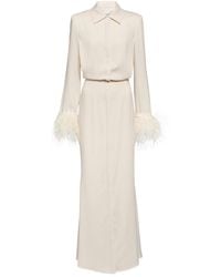 Roland Mouret - Feather-Trimmed Crepe Maxi Shirt Dress - Lyst