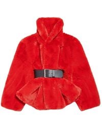 Balenciaga - Belted Faux Fur Coat - Lyst