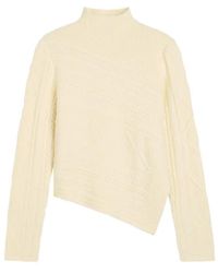 STAUD - Sidney Cable-Knit Asymmetric Sweater - Lyst