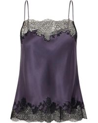 Carine Gilson - Lace-Trimmed Silk-Satin Camisole - Lyst