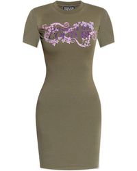 Versace Jeans Couture - Logo-Print T-Shirt Dress - Lyst