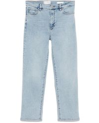 FRAME - Button Detailed Straight Leg Jeans - Lyst