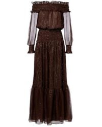 Self-Portrait - Shirred Silk-Blend Georgette Maxi Dress - Lyst