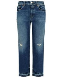Closed - Distressed Straight-Leg Jeans - Lyst
