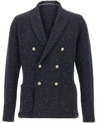 Eleventy - Speckled Double-Breasted Blazer - Lyst