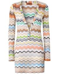 Missoni - Zigzag-Knit V-Neck Mini Beach Dress - Lyst