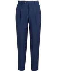 Brunello Cucinelli - Wool And Mohair Pinstripe Fresco Trousers With Pleat - Lyst