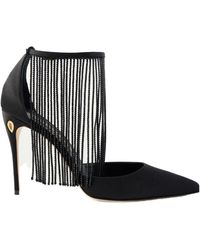 Jennifer Chamandi - Fernando 105 Crystal-Embellished Fringed Satin Pumps - Lyst