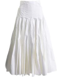 Jacquemus - Pleated Cotton Midi Skirt - Lyst