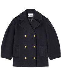 Ganni - Double-Breasted Oversize Coat - Lyst