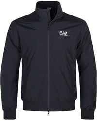 EA7 - Logo Printed Zipped Jacket - Lyst