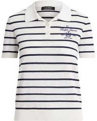 Ralph Lauren - Lauren Short Sleeved Striped Polo Shirt - Lyst