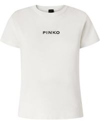 Pinko - Short-Sleeved T-Shirt With Embroidered Logo - Lyst
