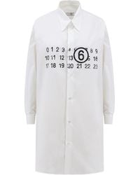 MM6 by Maison Margiela - Logo Printed Midi Shirt Dress - Lyst
