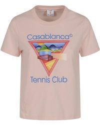 CASABLANCA - Tennis Club Crewneck T-Shirt - Lyst