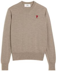 Ami Paris - Ami De Coeur Logo Embroidered Crewneck Jumper - Lyst