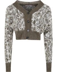 D.exterior - Animal Print Cropped Cardigan - Lyst
