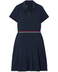 Bogner - Pleated Laser-Cut Striped Stretch-Jersey Golf Dress - Lyst