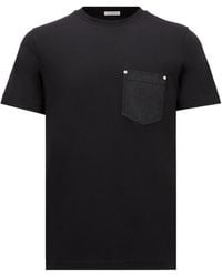 Moncler - Cotton Denim T-Shirt With Pocket - Lyst