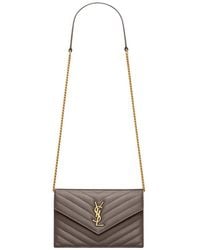 Saint Laurent - Cassandre Envelope Chain Wallet - Lyst