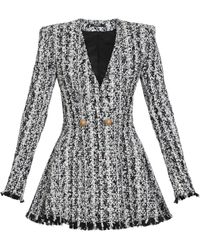 Balmain - Two-Tone Flared Tweed Dress - Lyst