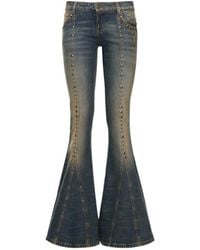 Blumarine - Denim Studded Low Waist Flare Jeans - Lyst