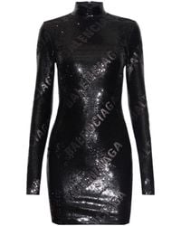 Balenciaga - All-Over Sequin-Embellished Highneck Dress - Lyst