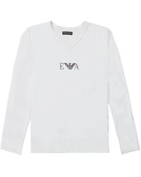 Emporio Armani - Round Collar And Long-Sleeved T-Shirt - Lyst