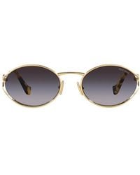 Miu Miu - Logo-Plaque Oval-Frame Sunglasses - Lyst
