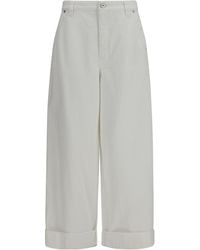 Brunello Cucinelli - Wide-Leg Turn-Up Trousers - Lyst
