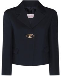 Valentino - Logo Plaque Long-Sleeved Jacket - Lyst