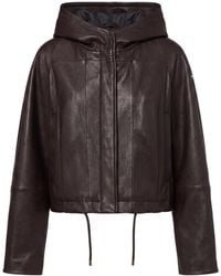 Sportmax - Hooded Leather Jacket - Lyst