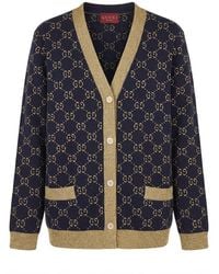 Gucci - Gg Lamé Long-Sleeved Cardigan - Lyst