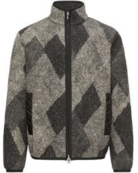 Moncler - Diamond Pattern Wool Blend Zip-Up Cardigan - Lyst