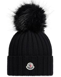 Moncler - Wool Beanie With Pom Pom - Lyst
