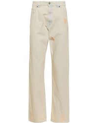 MSGM - Mid-Rise Straight-Leg Distressed Jeans - Lyst