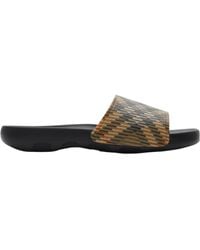 Burberry - Check Pattern Slip-On Slides - Lyst