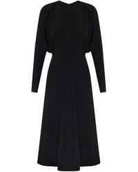 Victoria Beckham - Dolman-Sleeves Cady-Texture Midi Dress - Lyst