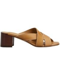 Tod's - Contrast Stitch Block Heel Mules - Lyst