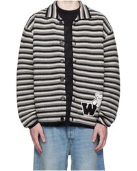 we11done - Striped Teddy-Applique Cardigan - Lyst
