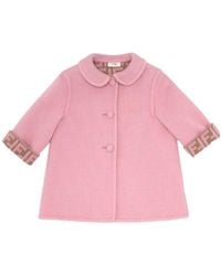 Fendi - And Double-Face Wool Cloth Baby Coat With Logo - Lyst