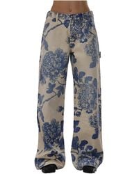 R13 - Belt-Loop Floral-Print Jeans - Lyst