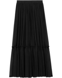 Saint Laurent - Ruffled High Waist Long Skirt - Lyst