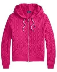 Ralph Lauren - Polo Cable-Knit Full-Zip Hooded Cardigan - Lyst