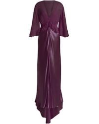 Alberta Ferretti - Ruffled V-Neck Maxi Dress - Lyst